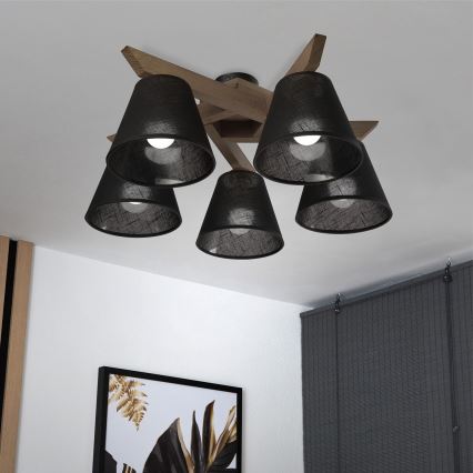 Brilagi - LED Mennyezeti lámpa ANTHONY 5xE14/40W/230V tölgy dió/fekete