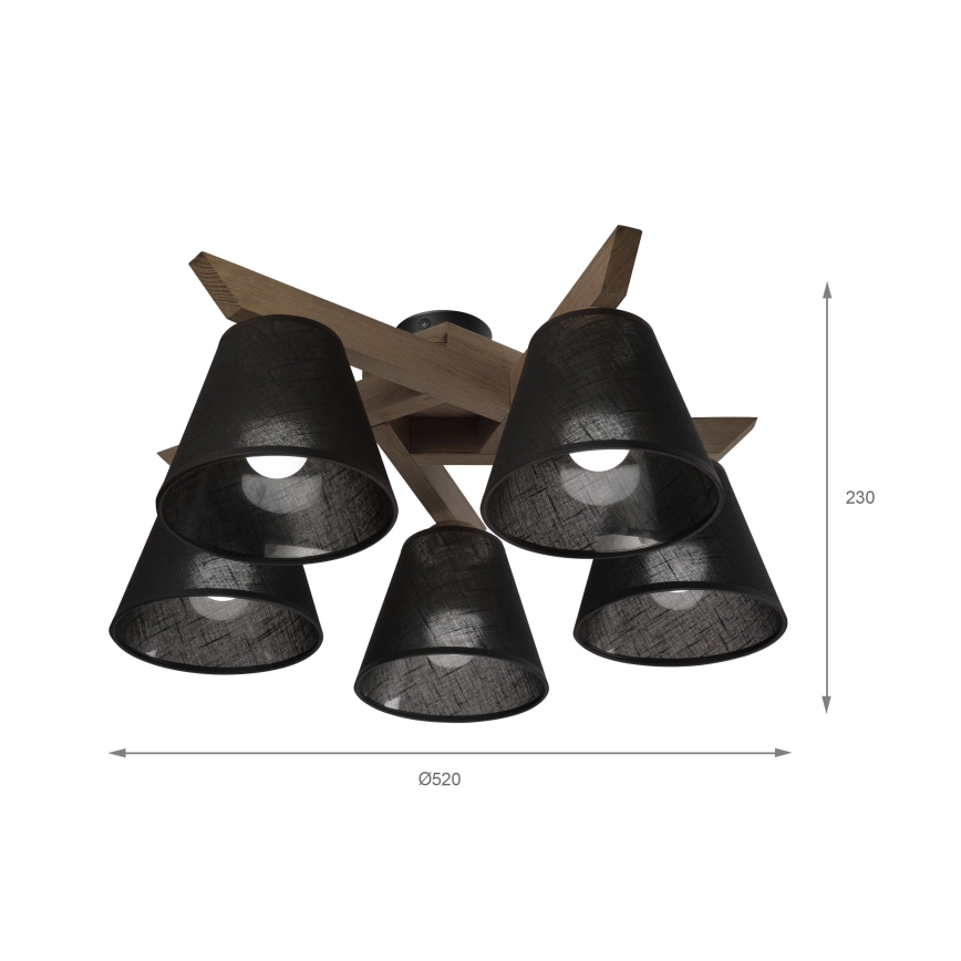 Brilagi - LED Mennyezeti lámpa ANTHONY 5xE14/40W/230V tölgy dió/fekete