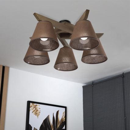 Brilagi - LED Mennyezeti lámpa ANTHONY 5xE14/40W/230V tölgy dióbarna/barnás