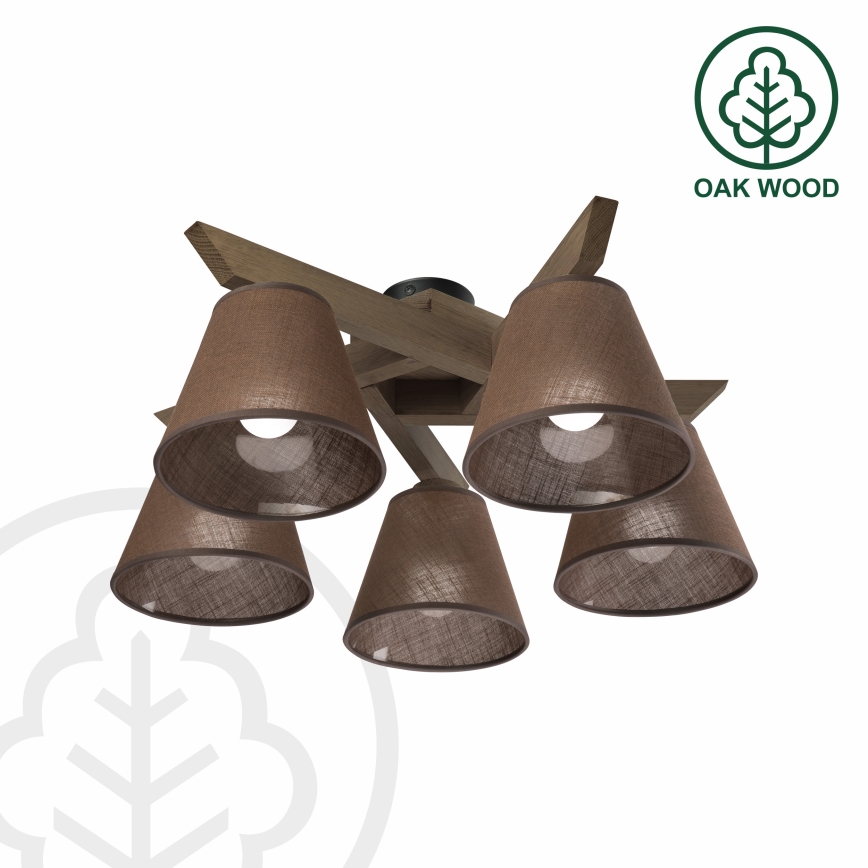 Brilagi - LED Mennyezeti lámpa ANTHONY 5xE14/40W/230V tölgy dióbarna/barnás