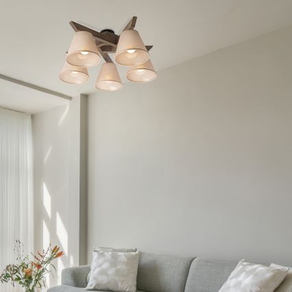 Brilagi - LED Mennyezeti lámpa ANTHONY 5xE14/40W/230V tölgy dió/bézs