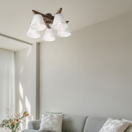 Brilagi - LED Felületre szerelhető csillár ANTHONY 5xE14/40W/230V tölgy dió/fehér