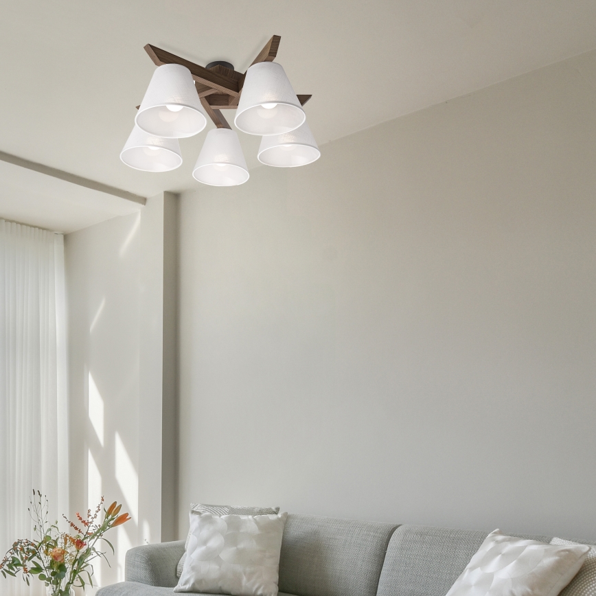 Brilagi - LED Felületre szerelhető csillár ANTHONY 5xE14/40W/230V tölgy dió/fehér