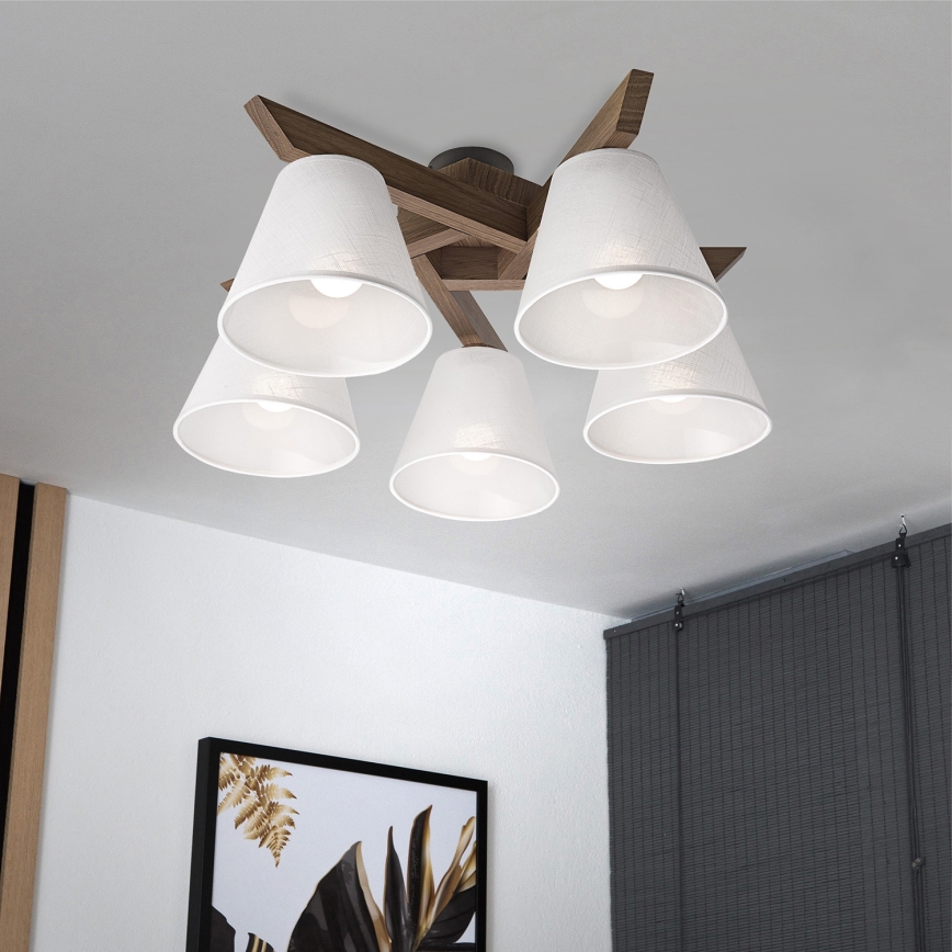 Brilagi - LED Felületre szerelhető csillár ANTHONY 5xE14/40W/230V tölgy dió/fehér