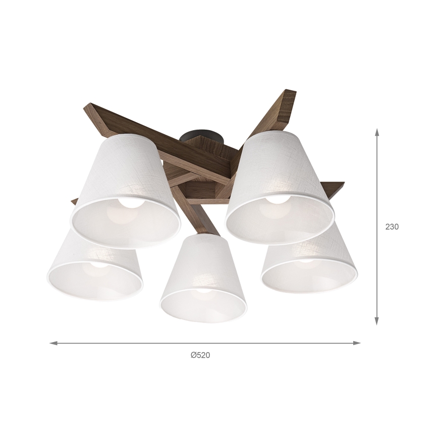 Brilagi - LED Felületre szerelhető csillár ANTHONY 5xE14/40W/230V tölgy dió/fehér