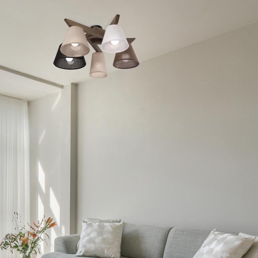 Brilagi - LED Mennyezeti lámpa ANTHONY 5xE14/40W/230V tölgy dió