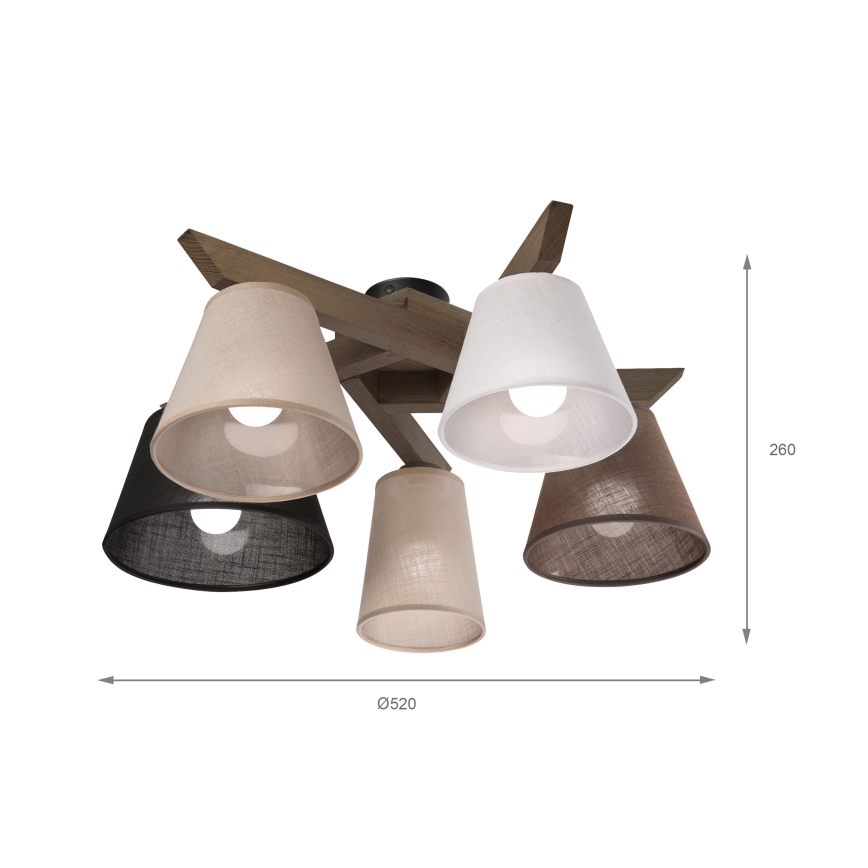 Brilagi - LED Mennyezeti lámpa ANTHONY 5xE14/40W/230V tölgy dió