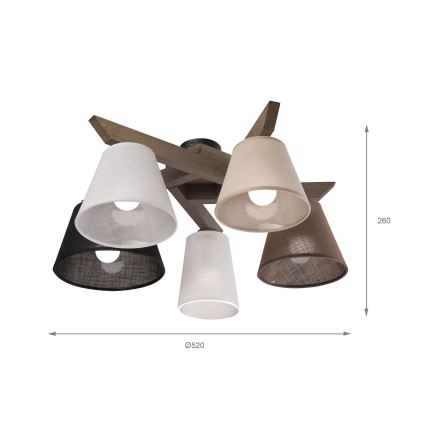 Brilagi - LED Mennyezeti lámpa ANTHONY 5xE14/40W/230V tölgy dió