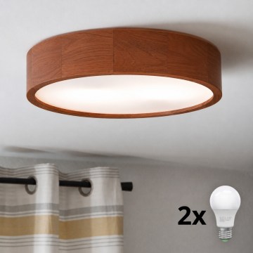 Brilagi - LED mennyezeti lámpa CARVALHO 2xE27/15W/230V tölgy/cseresznye átm. 37 cm