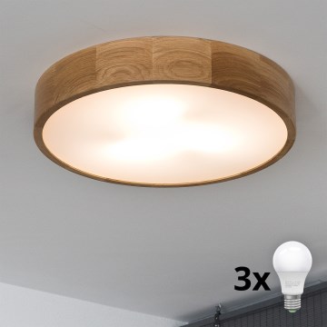 Brilagi - LED mennyezeti lámpa CARVALHO 3xE27/15W/230V tölgy, átm. 47,5 cm