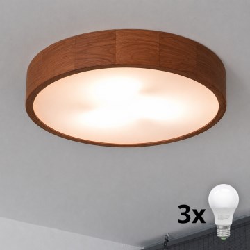 Brilagi - LED mennyezeti lámpa CARVALHO 3xE27/15W/230V tölgy-cseresznye átm. 47 cm