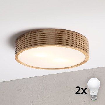 Brilagi - LED mennyezeti lámpa CARVALHO MODERN 2xE27/60W/230V átm. 37,5 cm tölgy