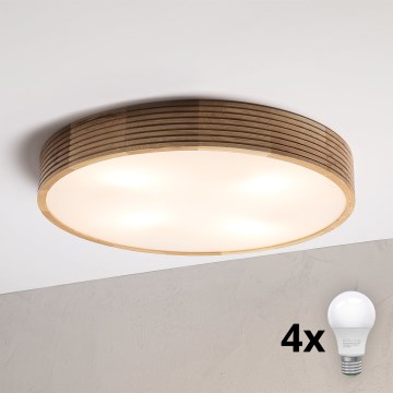 Brilagi - LED mennyezeti lámpa CARVALHO MODERN 4xE27/60W/230V tölgyszínű, átm. 57,5 cm