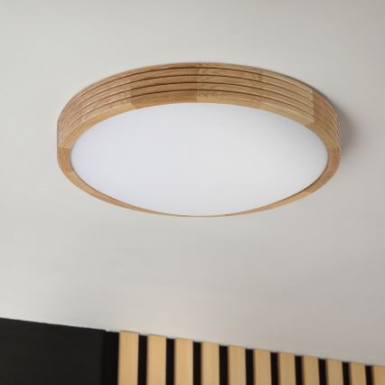 Brilagi - LED mennyezeti lámpatest CARVALHO MODERN SLIM 2xE27/60W/230V, átmérő 37,5 cm, tölgy