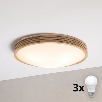 Brilagi - LED mennyezeti lámpa CARVALHO MODERN SLIM 3xE27/60W/230V átm. 47,5 cm tölgy