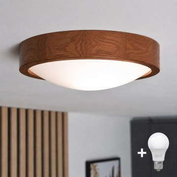 Brilagi - LED mennyezeti lámpa CARVALHO SLIM 1xE27/15W/230V, tölgy/cseresznye, átmérő 27 cm
