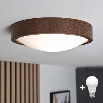 Brilagi - LED mennyezeti lámpa CARVALHO SLIM 1xE27/15W/230V tölgy-dió átm. 27 cm