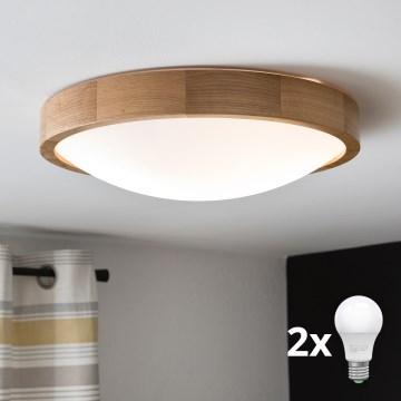 Brilagi - LED mennyezeti lámpa CARVALHO SLIM 2xE27/30W/230V tölgy átm. 37 cm