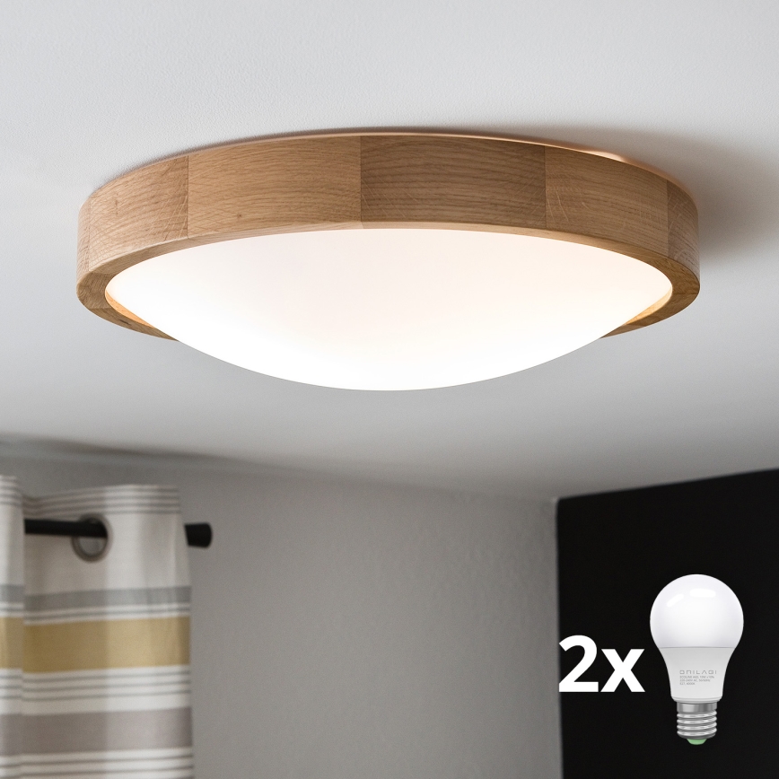 Brilagi - LED Mennyezeti lámpa CARVALHO SLIM 2xE27/60W/230V tölgy átmérő 37 cm