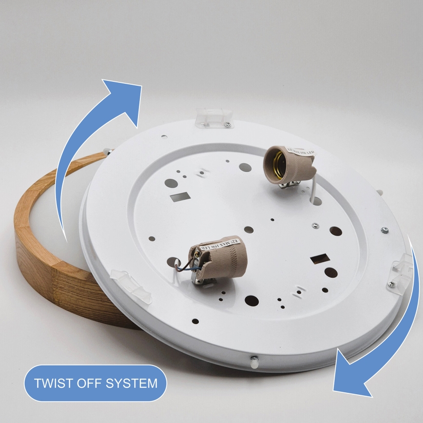 Brilagi - LED Mennyezeti lámpa CARVALHO SLIM 2xE27/60W/230V tölgy átmérő 37 cm