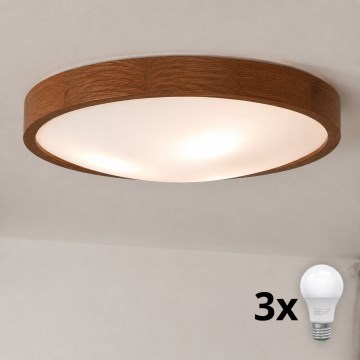 Brilagi - LED mennyezeti lámpa CARVALHO SLIM 3xE27/15W/230V tölgy-cseresznye átm. 47 cm