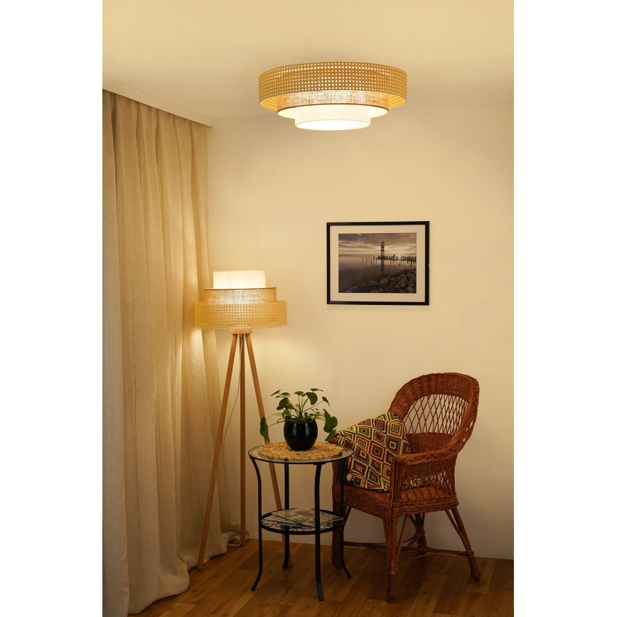 Brilagi - LED mennyezeti lámpa CEDAR LUNETA LED/26W/230V átm. 60 cm rattan/barna/krém