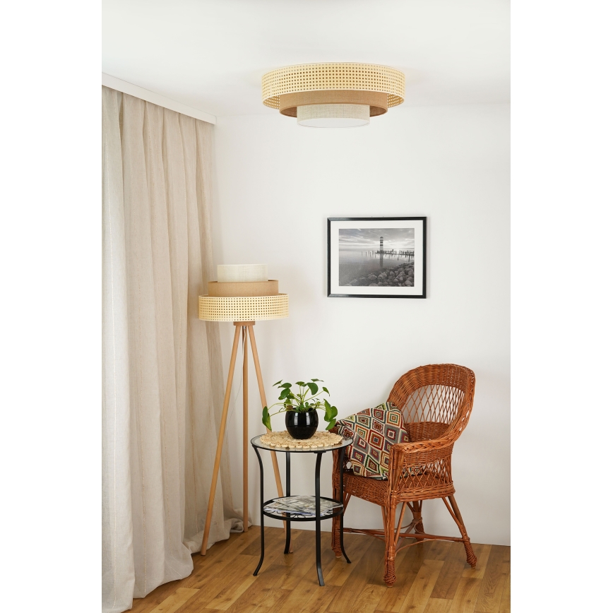 Brilagi - LED mennyezeti lámpa CEDAR LUNETA LED/26W/230V átm. 60 cm rattan/barna/krém