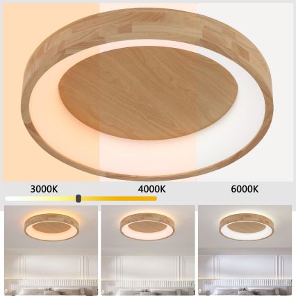 Brilagi - FALCON WOOD LED mennyezeti lámpa, 40W, 230V, 3000/4000/6000K, átmérő 60 cm, fa kivitel