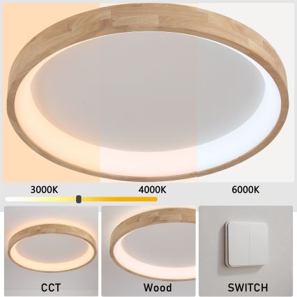 Brilagi - LED mennyezeti lámpatest FALCON WOOD LED/60W/230V 3000/4000/6000K átm. 80 cm fa