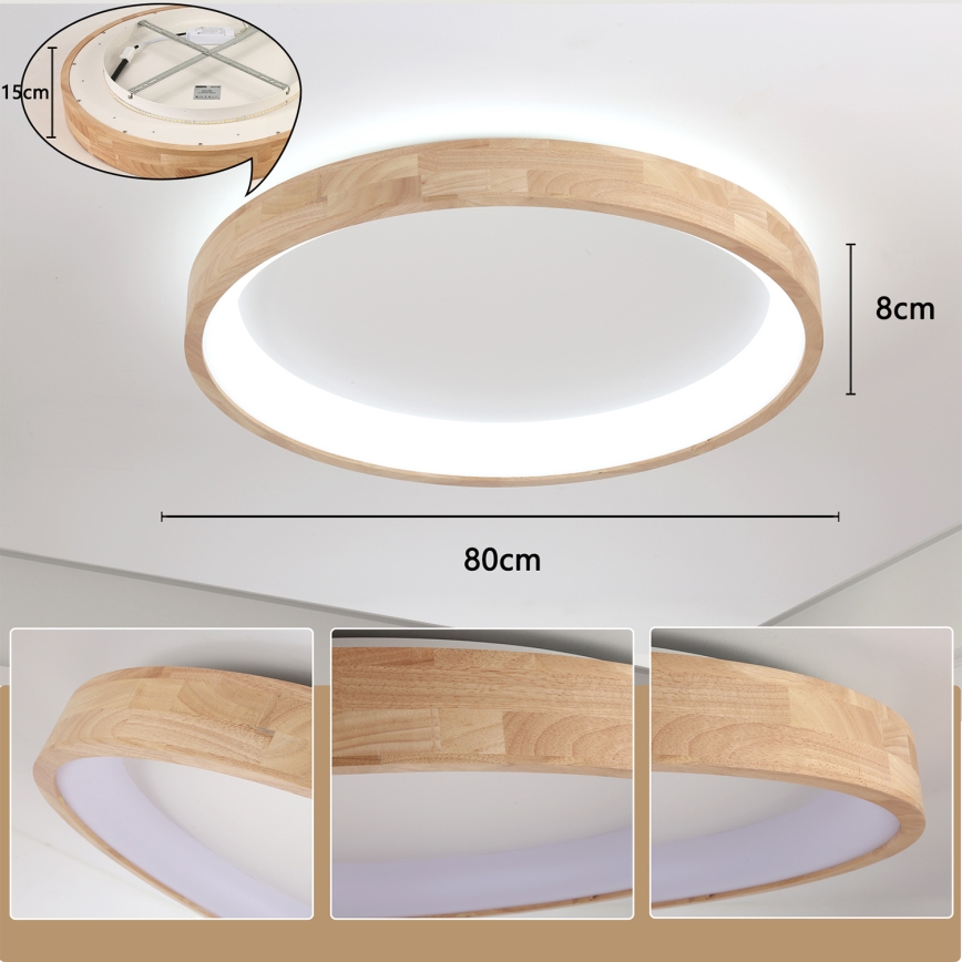 Brilagi - LED mennyezeti lámpatest FALCON WOOD LED/60W/230V 3000/4000/6000K átm. 80 cm fa