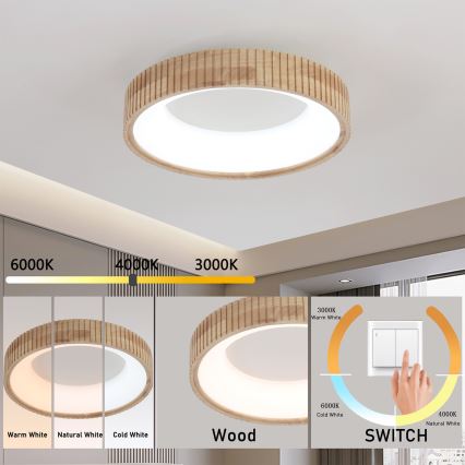 Brilagi - LED mennyezeti lámpa FALCON WOOD MODERN LED/30W/230V 3000/4000/6000K Ø 45 cm fa