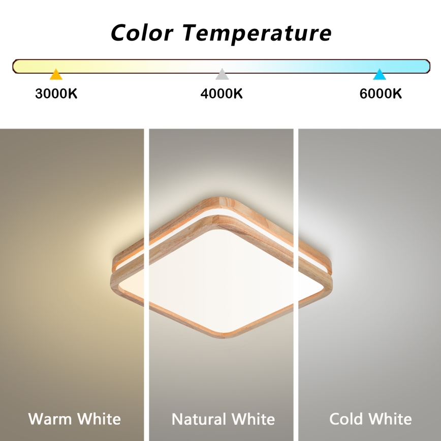 Brilagi - LED mennyezeti lámpa MOLINA SQUARE LED/32W/230V 3000/4000/6000K tölgy 30x30 cm