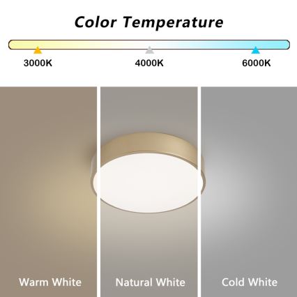 Brilagi - LED mennyezeti lámpa POOL LED/24W/230V 3000/4000/6000K, átm. 20 cm, arany