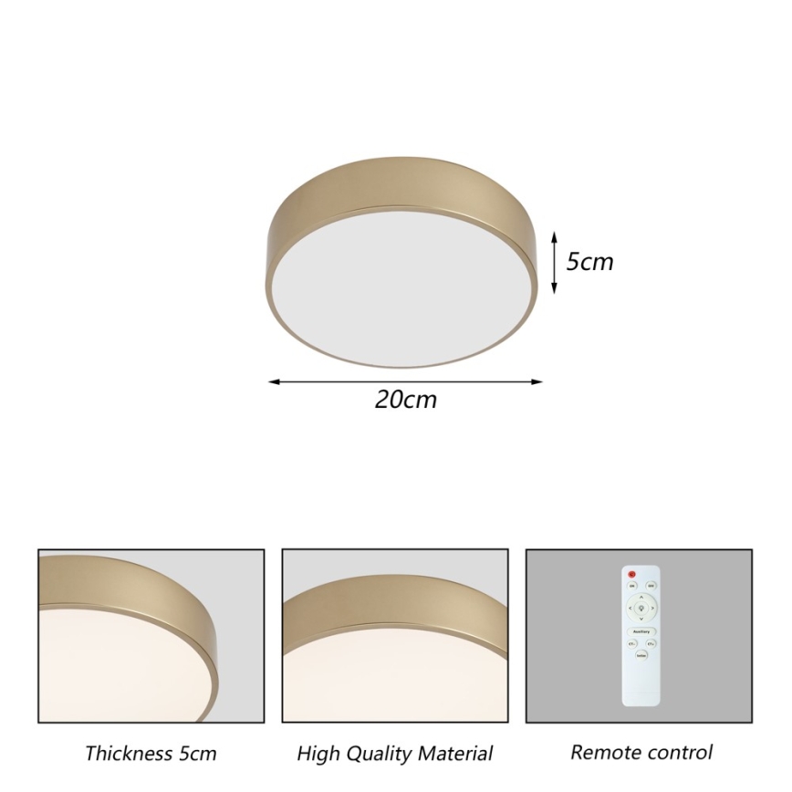 Brilagi - LED mennyezeti lámpa POOL LED/24W/230V 3000/4000/6000K, átm. 20 cm, arany