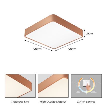 Brilagi - LED mennyezeti lámpatest POOL LED/48W/230V 3000/4000/6000K 50x50 cm bronzszínű