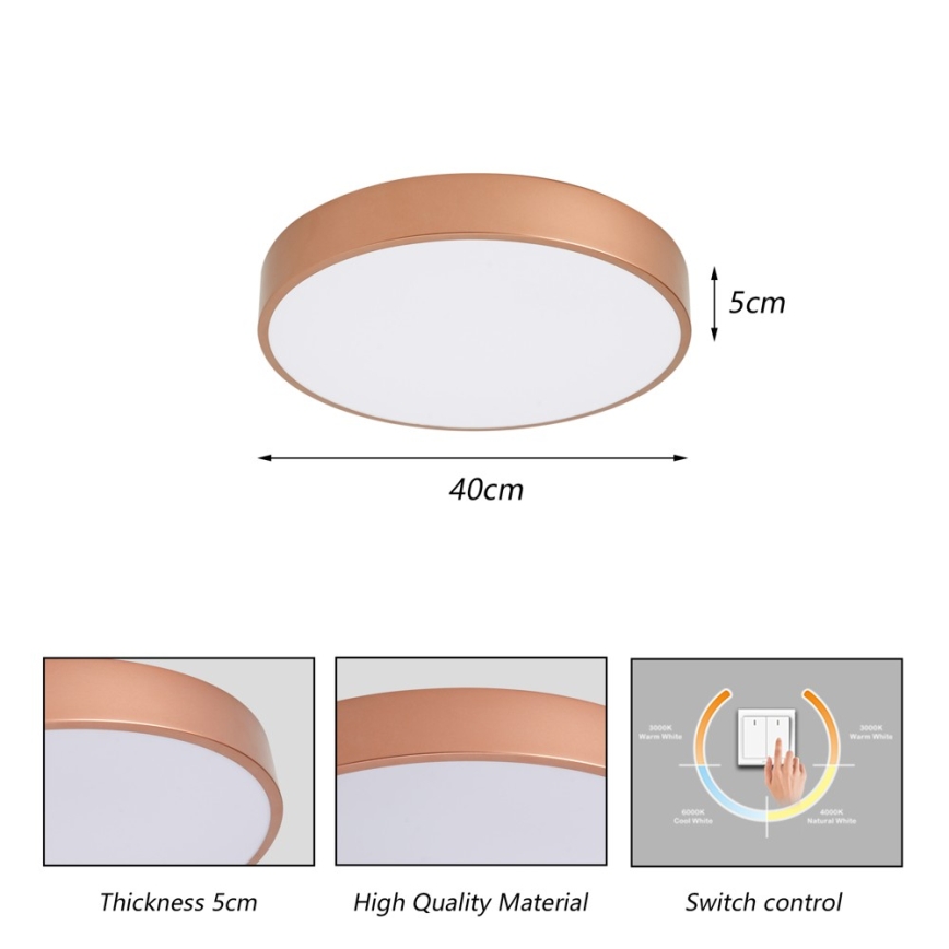 Brilagi - POOL LED mennyezeti lámpatest, 48 W / 230 V, 3000/4000/6000 K, Ø 40 cm, bronzszínű