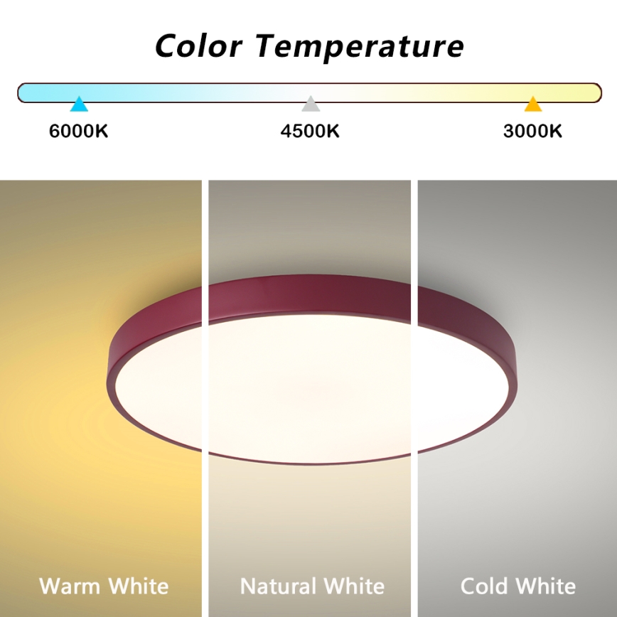 Brilagi - LED mennyezeti lámpa POOL LED/60W/230V 3000/4000/6000K Ø 50 cm bordó