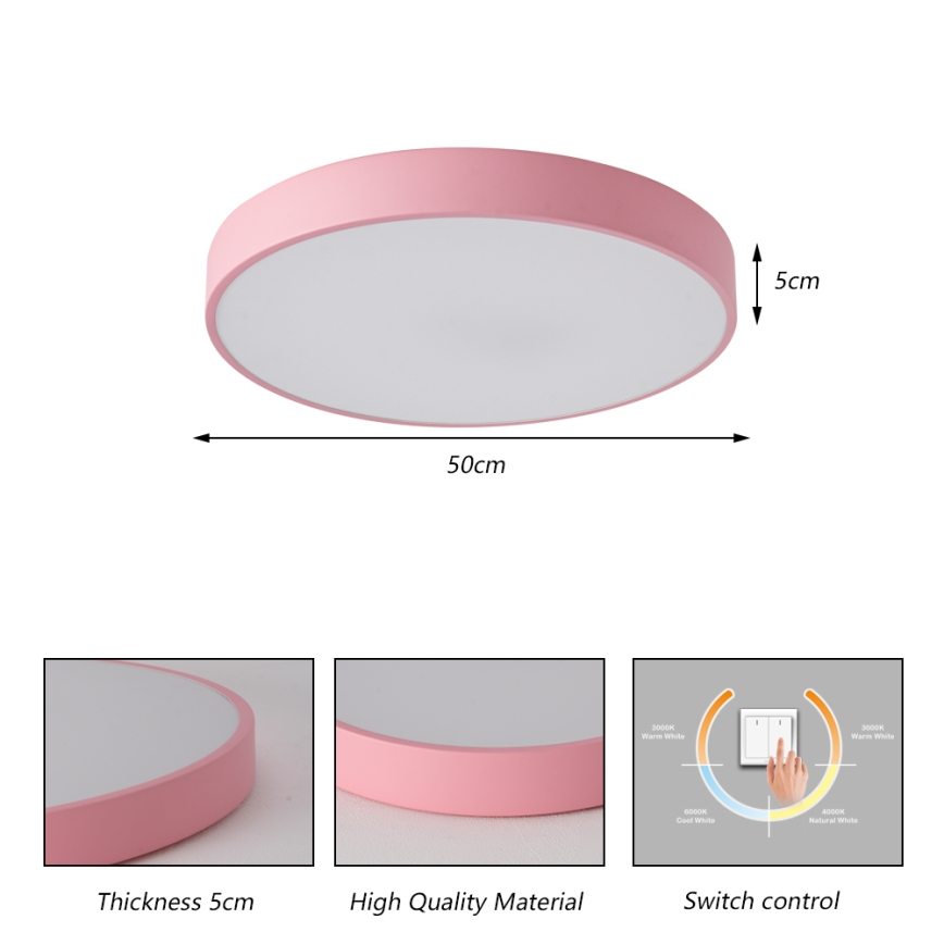 Brilagi - POOL LED mennyezeti lámpatest LED/60W/230V 3000/4000/6000K Ø 50 cm rózsaszín