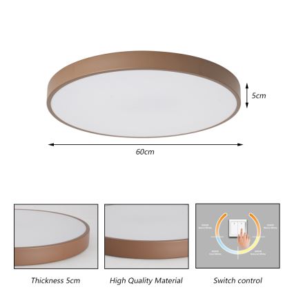 Brilagi - LED mennyezeti lámpa POOL LED/60W/230V 3000/4000/6000K átm. 60 cm barna
