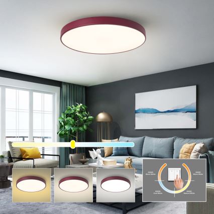 Brilagi - POOL LED mennyezeti lámpatest LED/60W/230V 3000/4000/6000K, átm. 60 cm, bordó