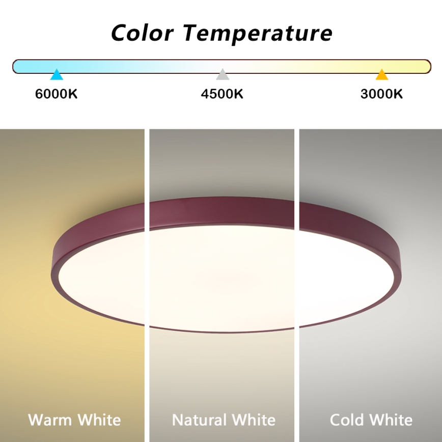 Brilagi - POOL LED mennyezeti lámpatest LED/60W/230V 3000/4000/6000K, átm. 60 cm, bordó