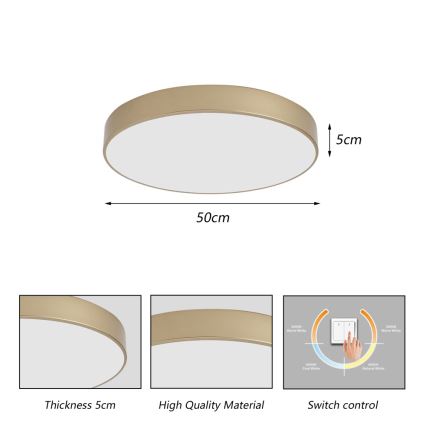 Brilagi - LED mennyezeti lámpa POOL LED/60W/230V 3000/4000/6000K átm. 50 cm aranyszínű