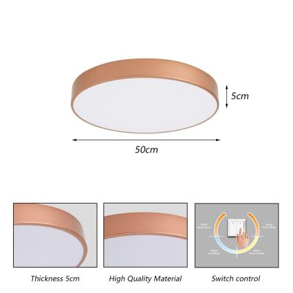 Brilagi - LED mennyezeti lámpa POOL LED/60W/230V 3000/4000/6000K átm. 50 cm bronzszínű