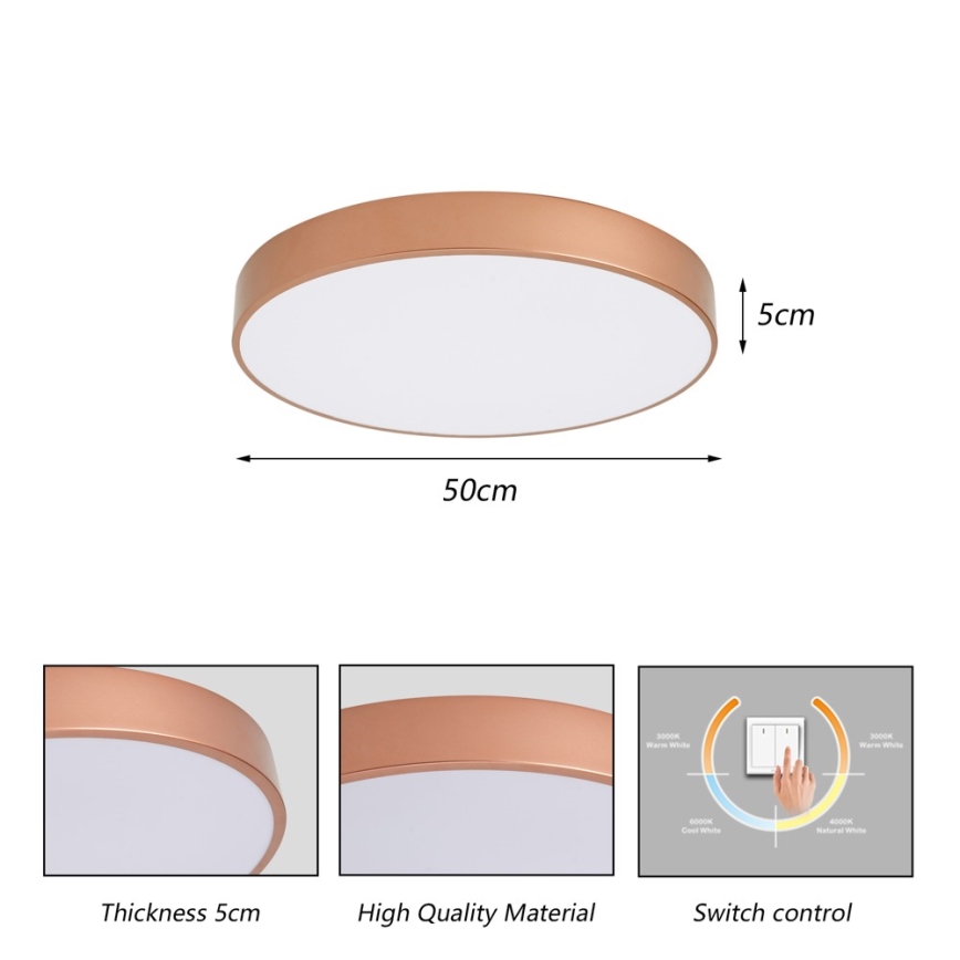 Brilagi - LED mennyezeti lámpa POOL LED/60W/230V 3000/4000/6000K átm. 50 cm bronzszínű