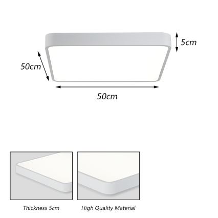 Brilagi - LED mennyezeti lámpa POOL SQUARE LED/48W/230V 3000/4500/6000K 50x50 cm fehér