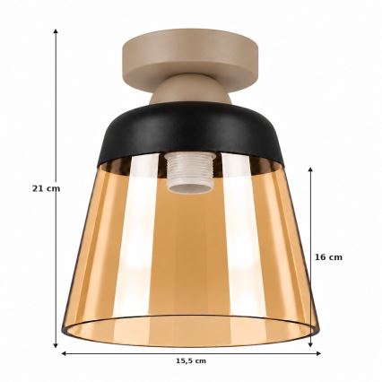BRILAGI - LED mennyezeti lámpa RETRO GLASS 1xE27/60W/230V átm. 15,5 cm bézs/füstös bézs