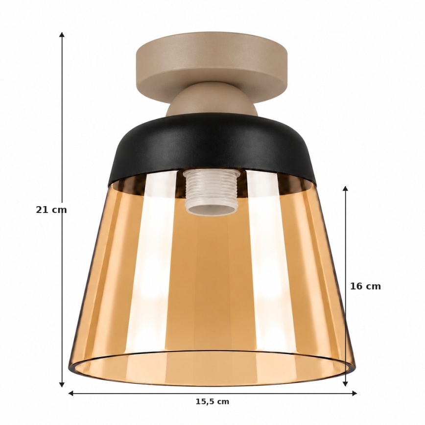 BRILAGI - LED mennyezeti lámpa RETRO GLASS 1xE27/60W/230V átm. 15,5 cm bézs/füstös bézs