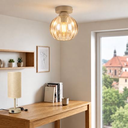 BRILAGI - LED mennyezeti lámpa RETRO GLASS 1xE27/60W/230V átm. 18 cm bézs/füstös bézs