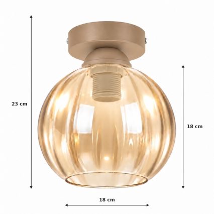 BRILAGI - LED mennyezeti lámpa RETRO GLASS 1xE27/60W/230V átm. 18 cm bézs/füstös bézs