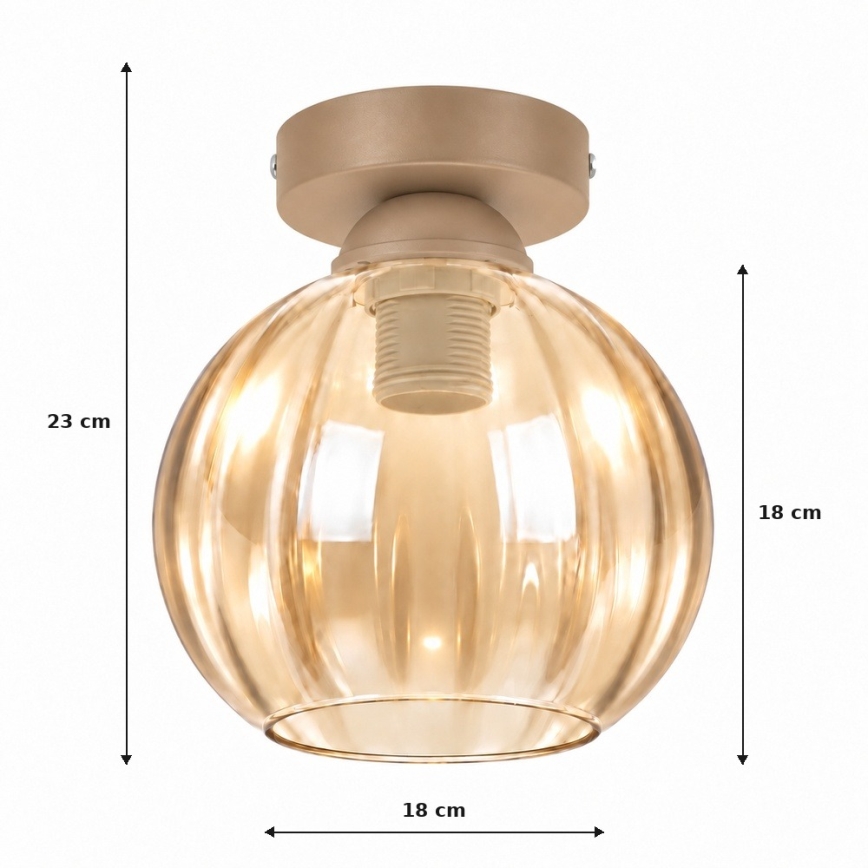 BRILAGI - LED mennyezeti lámpa RETRO GLASS 1xE27/60W/230V átm. 18 cm bézs/füstös bézs